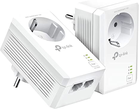 TP-Link TL-PA7027P Kit - Powerline AV1000 con Enchufe Integrado, 2 Puertos Gigabit, Home Plug AV, sin WiFi