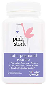 Pink Stork Total Postnatal   DHA -Recommended Nutrition for After Pregnancy -Contains Essential Nutrients for Breastfeeding Mom and Baby -60 Small Capsules