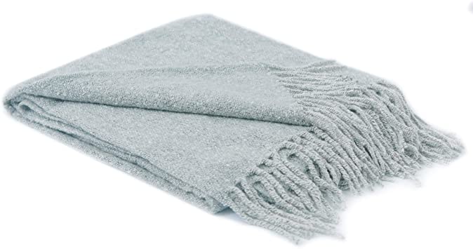Cheer Collection Extremely Soft Knit Grey Throw Blanket with Fringes for Couch Sofa or Bed - 50" x 60", Gray