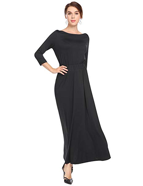 Beyove Maxi Dresses for Women 3/4 Long Sleeve Swing Casual Loose Flowy Dress