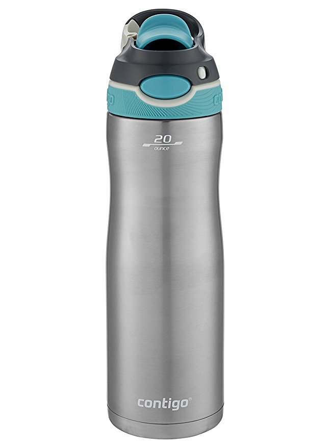 Contigo AUTOSPOUT Chug Chill Water Bottle, 20 oz., Stainless Steel/Scuba Lid