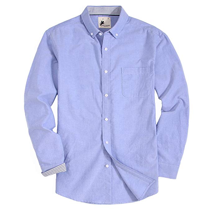 Alex Vando Mens Casual Button Down Long Sleeve Oxford and Flannel Dress Shirt