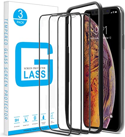 Marge Plus Compatible with iPhone Xs Max Screen Protector，[Edge to Edge Coverage] [3-Pack] Facial Recognition Case Friendly Easy Installation Tempered Glass Screen Protector
