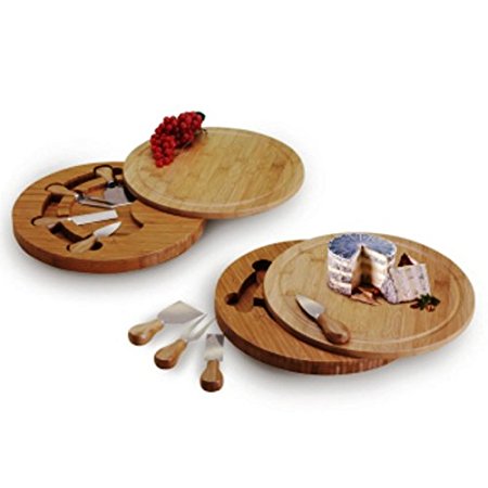 Natural Living Bamboo Swivel Cheese Board and Knife Set