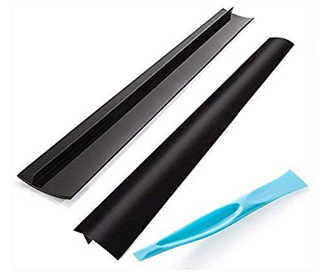 Lengthened 25'' Kitchen Silicone Stove Counter Gap Cover with Free Scraper, Easy Clean Heat Resistant Wide & Long Gap Filler, Seals Spills Between Counter, Stovetop, Oven, Washer & Dryer, 2 Pack