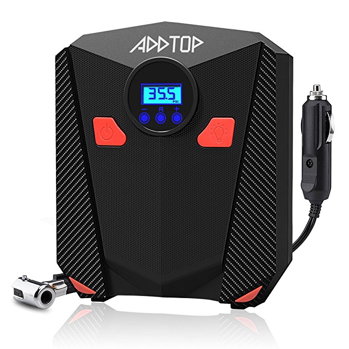 ADDTOP Portable Car Tire Inflator Pump, Auto Digital Air Compressor Tire Inflator With LCD Display, 12V 150 PSI Tire Pump for Car, SUV, Truck, Bicycle, Basketballs, Air Boats and Other Inflatables