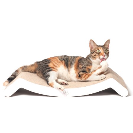 4CLAWS Scratching Lounge & Bed (White) - BASICS Collection Cat Scratcher