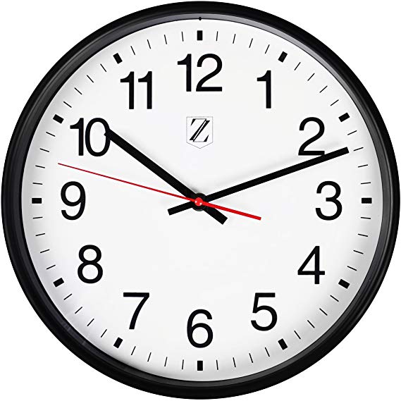 ZOYER Large Wall Clock Round Non-Tick Silent Decorative Wall Clock (Black, 10 Inch)