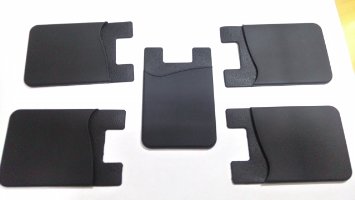 eWing 5-pack Black Silicone Card Holder with 3m Adhesive Back (For Phone, Car, Office, Computer, Home or Anywhere You Want to Keep Cards)