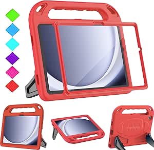 BMOUO Kids Case for Samsung Galaxy Tab A9 Plus 11 inch 2023 (SM-X210/X216/X218) - with Built-in Screen Protector, Shockproof Covertible Handle Stand Samsung Galaxy Tab A9 Plus Case for Kids, Red