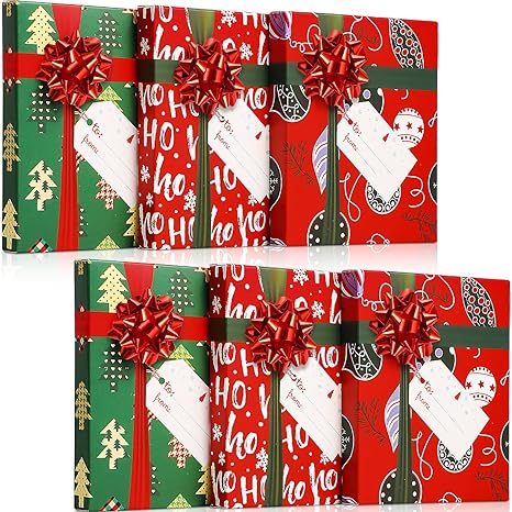 Outus Christmas Gift Card Box Holder with Bows and Tags Merry Christmas Gift Cards Present Wrap Boxes Mini Favor Boxes for Wedding, Xmas, Holiday, Baby Shower Birthday Party Decoration (Pine Tree)