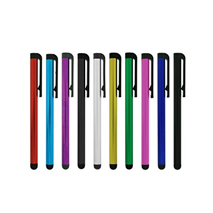 Slim, Lightweight Stylus - Colorful 10 Pack Bundle Lot - Universal Touch Screen Cellphone Tablet Pen