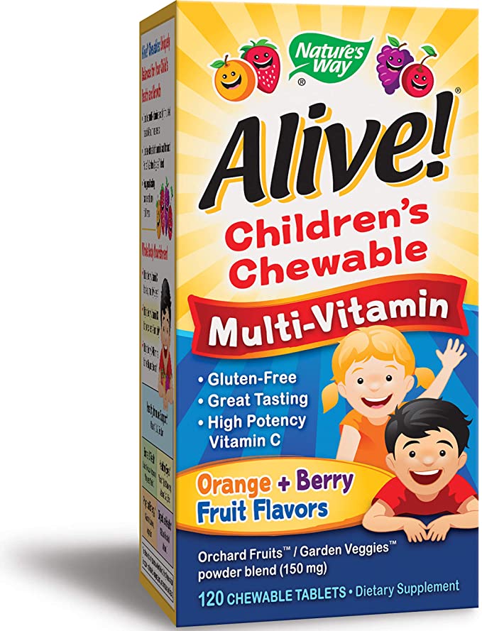 Nature's Way Alive! Children's Premium Chewable Multivitamin, Gluten Free, 120 Chewable Tablets