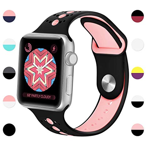 KOLEK Bands Compatible with Apple Watch 40mm / 44mm / 38mm / 42mm, Soft Silicone Sport Replacement Strap Compatible with iWatch Series 4 Series 3 Series 2 Series 1, Multi Colors Available