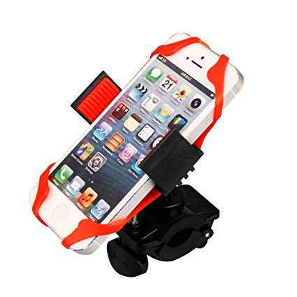 Universal Bike Phone Holder, Bicycle/Motorcycle Cell Phone Flexible Handlebar, Bike Mount Phone Support with Elastic Grip Stabilizer