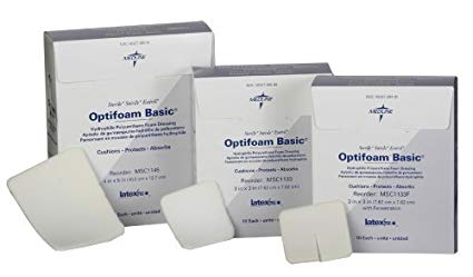 Medline Optifoam Basic Non-Adhesive Dressings, 3"x3", (10 Count)