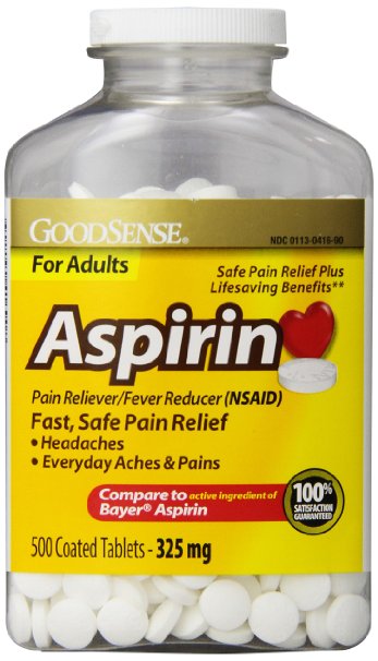 GoodSense Coated Aspirin Pain Reliever Tablets 325 mg 500 Count