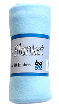30x30 Inch Soft Fleece Baby Blanket - Assorted Style Print and Solid Blankets by bogo Brands (Solid Blue)