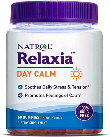 Natrol Relaxia Day Calm Daily Stress Relief Gummies, Fruit Punch Flavor, 60 Gummies