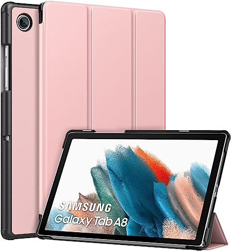 MoKo Case Fits Samsung Galaxy Tab A8 10.5 Inch 2022 (SM-X200/SM-X205/SM-X207), Lightweight Slim Shell Shockproof Back Stand Cover with Auto Wake/Sleep, Pink