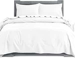 Elegant Comfort Soft 4-Piece 100% Turkish Cotton Flannel Sheet Set - Premium Quality, Deep Pocket Fitted Sheet, Ultra Soft, Cozy Warm Flannel Sheets - King, White