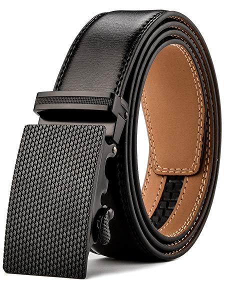 KMBEST Men's Leather Ratchet Dress Belts with Automatic Buckle Gift Box