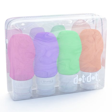 Dot&Dot Travel Bottles - 2 oz Leak Proof Travel Containers for Travel Size Toiletries