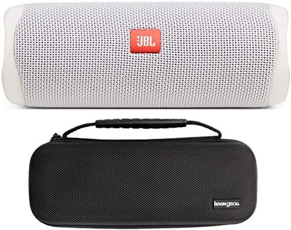 JBL Flip 5 Portable Waterproof Bluetooth Speaker (White) with Knox Gear Hardshell Travel and Protective Case Bundle (2 Items)