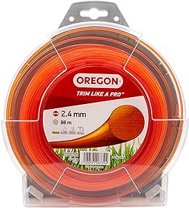 Oregon - Fil Coupe-Bordure en Nylon Pour Débroussailleuse et Coupe Bordure, Entretien de Jardin et Bricolage, Taille Universelle, Tout Usage, Fil Rond, Bobine 2.4 mm x 88 m, Couleur Orange (69-364-OR)