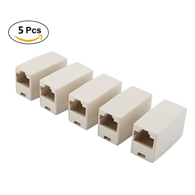 Yosoo 5pcs RJ45 In-Line Coupler Cat6 Cat5e Cat5 Ethernet Cable Extender Adapter Connector Female to Female