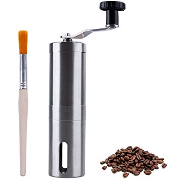 Lictin Manual Coffee Grinder Conical Burr Mill for Precision Brewing 304 Stainless Steel Manual Coffee Bean Mill with Adjustable Ceramic Burrs(Silver)