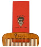 Captain Jacks Beard and Hair Comb - Eliminates tangle frizz and static - Natural Pear Wood Best Quality Mens Pocket Comb for Beard and Mustache Pocket Comb