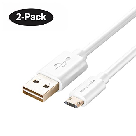 Reversible Micro to Reversible USB Cable, BlitzWolf 3.3ft Android Phone Double Sided Charger and Data Sync Cable for Samsung Galaxy S6 Plus Note 4 5 Edge, HTC M9, Xperia Z3 Z2, Moto X (2-Pack White)