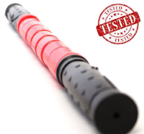 The Massager Stick - Massage Roller -Better Than Foam Roller - Deep Tissue Natural Muscle Recovery - Trigger Point Relief Of Myofascial Soreness - No Flex Perfect Pressure - Guaranteed - Red