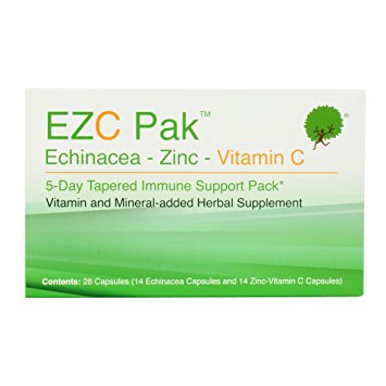 EZC Pak 5 Day Immune Support Boost For Cold and Flu - Echinacea, Zinc and Vitamin C, Physician Designed 5 Day Tapered Pack