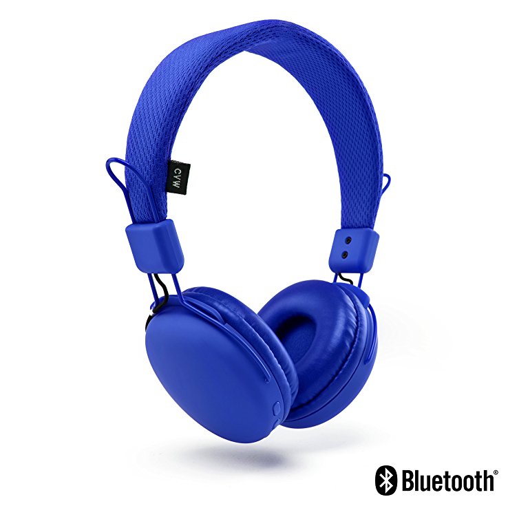 Bluetooth Headphones by Urbanz, Lightweight On-Ear Wireless Earphones with Built-In Mic (Blue)