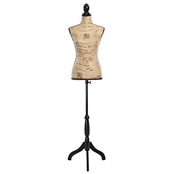 Giantex Female Mannequin Torso Body Dress Form with Black Adjustable Tripod Stand, 51.2’’-66.2’’ Adjustable Height Non-Straight Pinnable for Pants Clothing Dress Jewelry Display (Brown)