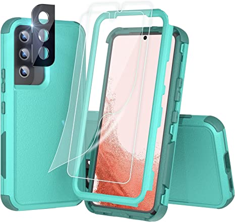 KEWEK Case for Samsung Galaxy S22  Plus 5G Heavy Duty Rugged Phone Case, Shockproof Protection with [Screen Protectors] [Camera Lens Protectors] Cover for Samsung S22 Plus (Teal)