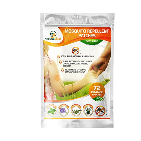 Mosquito Repellent Patch 72 COUNT DEET-FREE, All Natural, Safe for Children - 24 Hour Protection from Mosquitoes