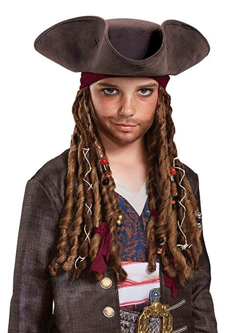 Pirates of the Caribbean 5: Captain Jack Hat Bandana & Dreads - Child
