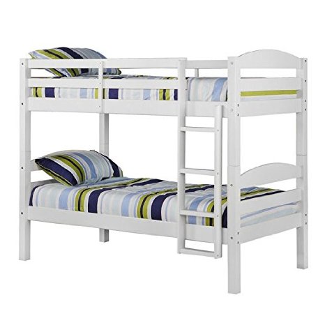 WE Furniture Solid Wood Twin Bunk Bed, White