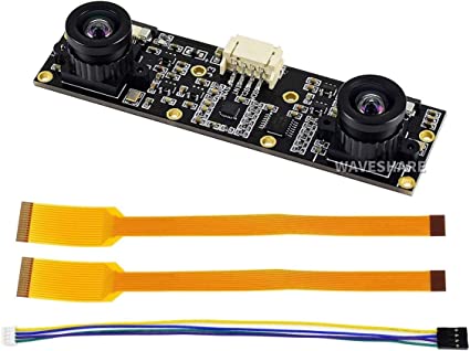 waveshare IMX219-83 Stereo Camera 3280 × 2464 Resolution 8 Megapixels Dual IMX219 Binocular Camera for Jetson Nano Developer Kit B01,Raspberry Pi CM3/CM3  Expansion Board for AI Vision Applications