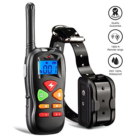 Wiscky Dog Training Collar with Remote Dog Training Shock Collar for Small Medium Large Dogs, [2018 Upgraded Version] 1800ft Waterproof Rechargeable with Beep/Vibration/Electric Shock