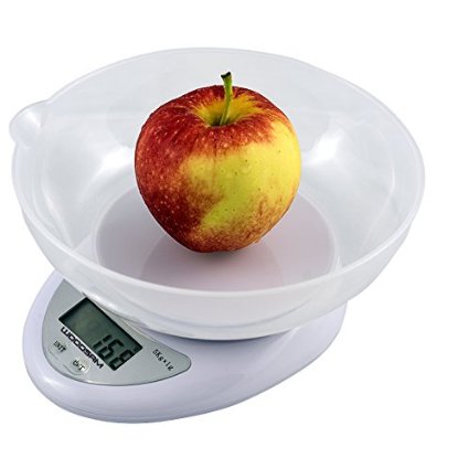Kitchen Scale, Woodsam (TM) White Digital Electronic Food and Postal Scale with Convertible Units and an 11lb Capacity for Dieting and Fitness