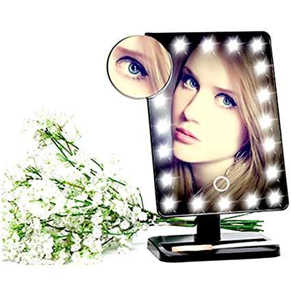 SUNKO Makeup Mirror with 20 LED Light Bulbs and 10X Magnifying Small Mirror