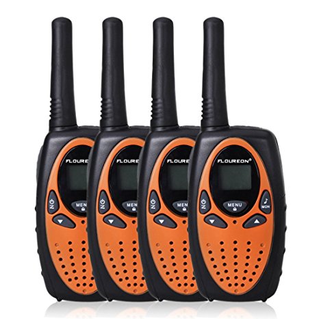 FLOUREON Walkie Talkies Two Way Radios 4 Packs 22 Channel 3000M (MAX 5000M open field) UHF Long Range Handheld Walkie Talky (Orange/Black)