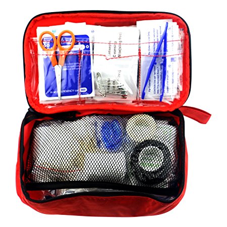 Gikpal First Aid Kit - Small and Lightweight First Aid Bag with 180 Pieces - Essential for Car, Home, Travel, Office, School, Road Trips, Camping or Any Other Outdoors Activities