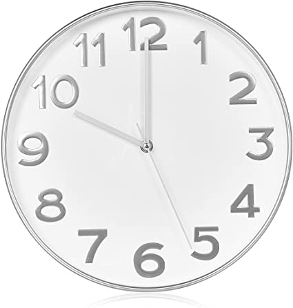 RCA RCWC20GW Wall Clock, 11.5" Round - Grey. Decorative Wall Clock - Battery Operated Quartz Accuracy - Large Display Clock