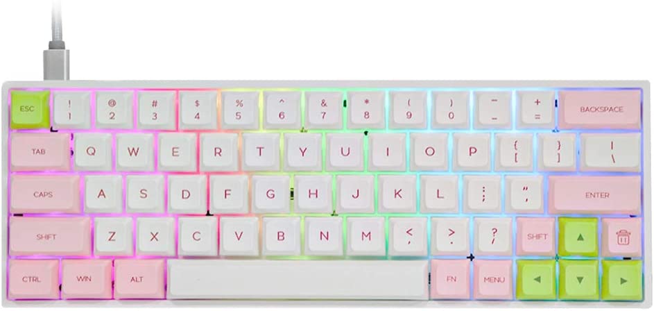 EPOMAKER SKYLOONG SK64 64 Keys Hot Swappable Mechanical Keyboard with RGB Backlit, PBT Keycaps, Arrow Keys for Win/Mac/Gaming (Gateron Optical Yellow, Pink White)