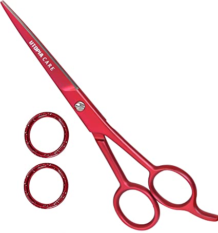 Utopia Care Hairdressing Scissors Hair Scissors,6.5 Inch Hair Cutting Scissor, Premium Stainless Steel Razor with Sharp Edge Blade & Salon Scissors, for Men, Women, Barber, Kids, Adults, Pets (Red)